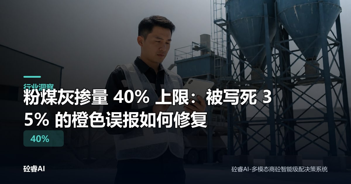粉煤灰掺量 40% 上限：被写死 35% 的橙色误报如何修复
