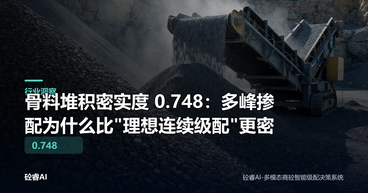 骨料堆积密实度 0.748：多峰掺配为什么比"理想连续级配"更密